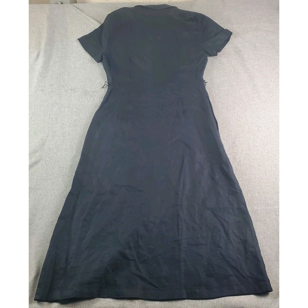 Quince European Linen Midi Dress Womens Xs Black Button Front Short Sleeve New - Picture 3 of 14